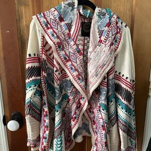 Johnny Was Cream Multicolor Patterned Cardigan